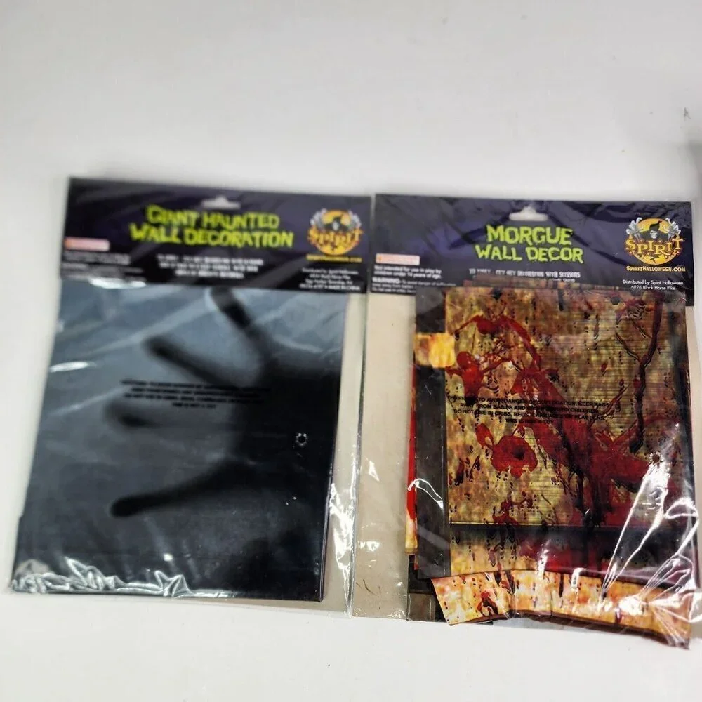 Lot of‎ 3 Spirit Halloween Wall Decor Light Up Lace Panel Morgue Giant Haunted